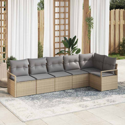 Garten-Sofa-Set mit Kissen mit Speicher 6 pcs Beige, Hellgrau