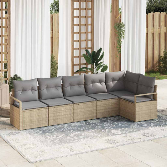 Garten-Sofa-Set mit Kissen mit Speicher 6 pcs Beige, Hellgrau
