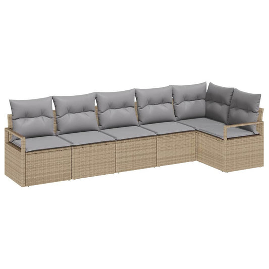 Garten-Sofa-Set mit Kissen mit Speicher 6 pcs Beige, Hellgrau
