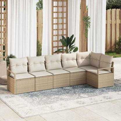 Garten-Sofa-Set mit Kissen mit Speicher 6 pcs Beige, Creme