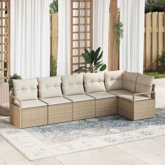 Garten-Sofa-Set mit Kissen mit Speicher 6 pcs Beige, Creme