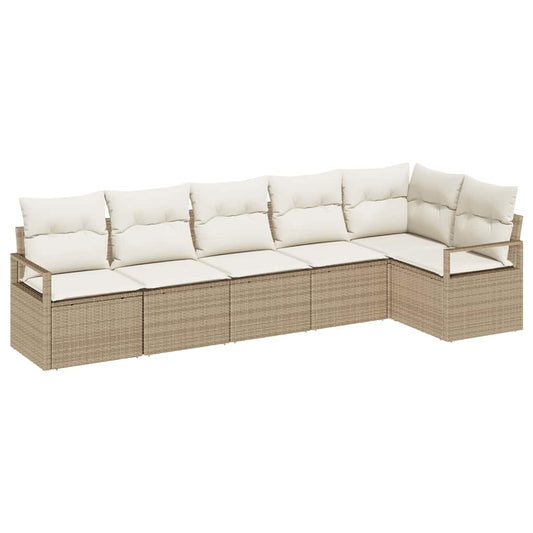 Garten-Sofa-Set mit Kissen mit Speicher 6 pcs Beige, Creme