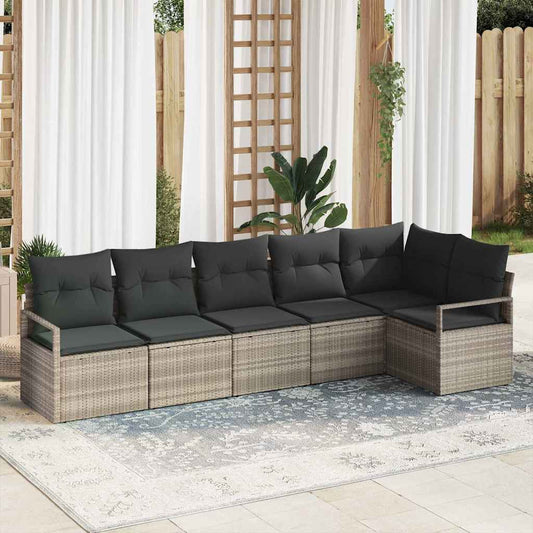 Garten-Sofa-Set mit Kissen mit Speicher 6 pcs Hellgrau