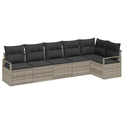 Garten-Sofa-Set mit Kissen mit Speicher 6 pcs Hellgrau
