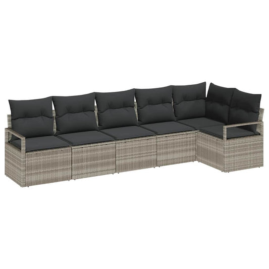 Garten-Sofa-Set mit Kissen mit Speicher 6 pcs Hellgrau