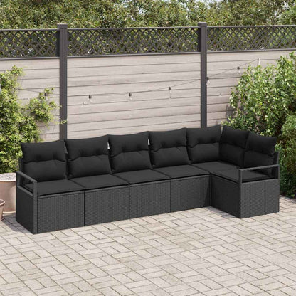 Garten-Sofa-Set mit Kissen mit Speicher 6 pcs Schwarz