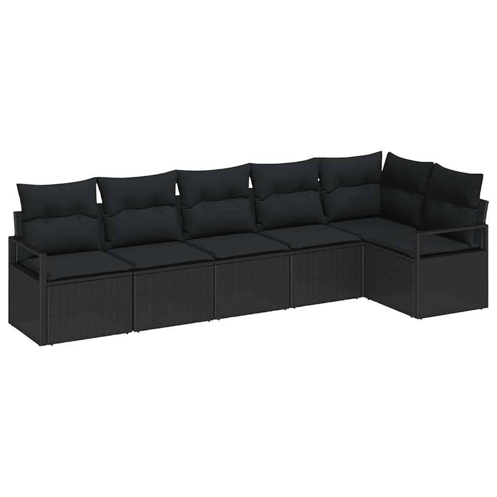 Garten-Sofa-Set mit Kissen mit Speicher 6 pcs Schwarz