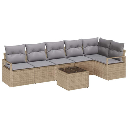Garten-Sofa-Set mit Kissen mit Speicher 7 pcs Beige, Hellgrau