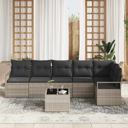 Garten-Sofa-Set mit Kissen mit Speicher 7 pcs Hellgrau