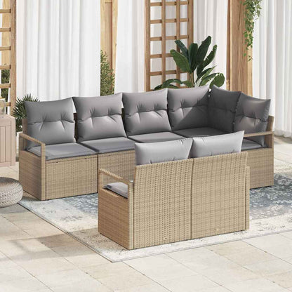 Garten-Sofa-Set mit Kissen mit Speicher 7 pcs Beige, Hellgrau