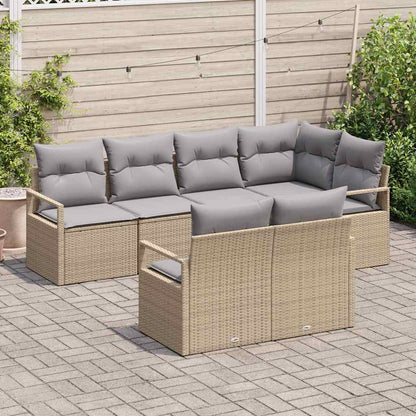 Garten-Sofa-Set mit Kissen mit Speicher 7 pcs Beige, Hellgrau