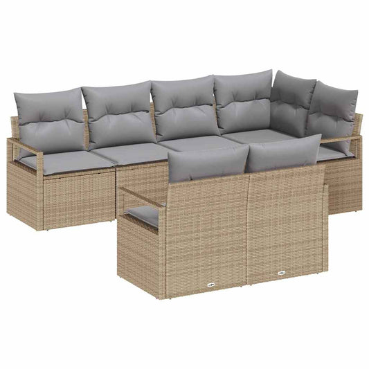 Garten-Sofa-Set mit Kissen mit Speicher 7 pcs Beige, Hellgrau