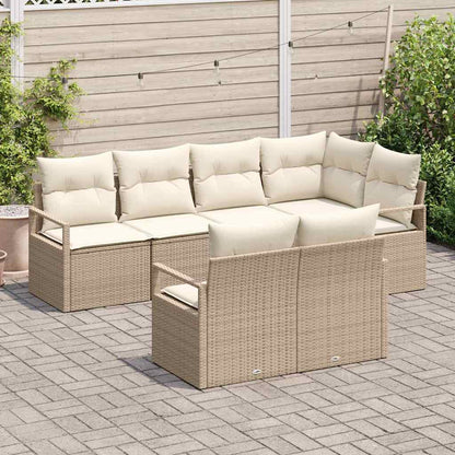 Garten-Sofa-Set mit Kissen mit Speicher 7 pcs Beige, Creme