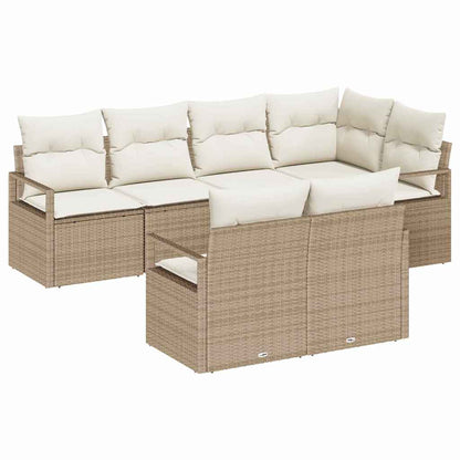 Garten-Sofa-Set mit Kissen mit Speicher 7 pcs Beige, Creme