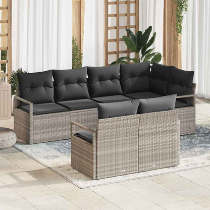 Garten-Sofa-Set mit Kissen mit Speicher 7 pcs Hellgrau