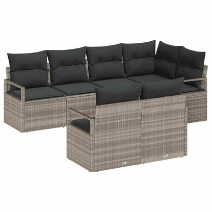 Garten-Sofa-Set mit Kissen mit Speicher 7 pcs Hellgrau