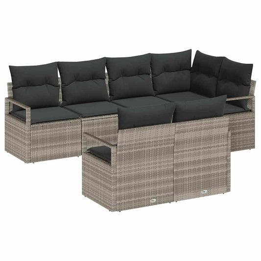 Garten-Sofa-Set mit Kissen mit Speicher 7 pcs Hellgrau