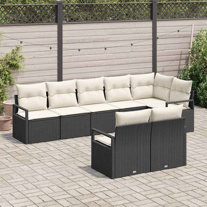 Garten-Sofa-Set mit Kissen mit Speicher 8 pcs Schwarz, Creme