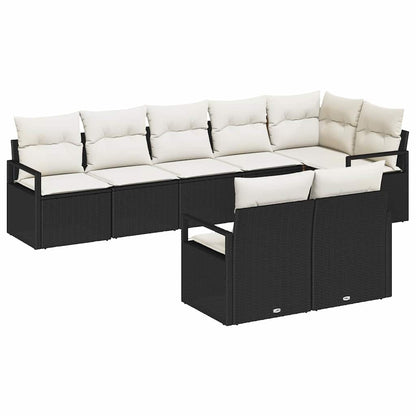 Garten-Sofa-Set mit Kissen mit Speicher 8 pcs Schwarz, Creme
