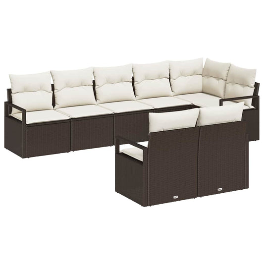 Garten-Sofa-Set mit Kissen mit Speicher 8 pcs Braun, Creme