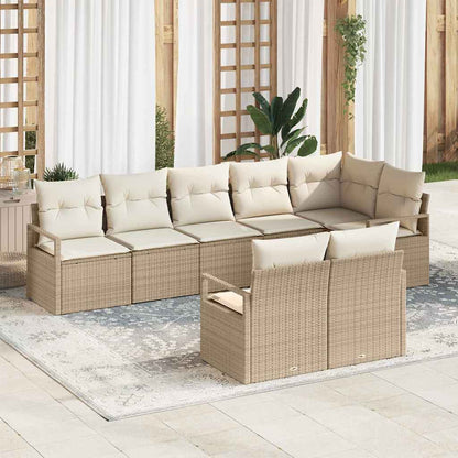 Garten-Sofa-Set mit Kissen mit Speicher 8 pcs Beige, Creme