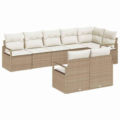 Garten-Sofa-Set mit Kissen mit Speicher 8 pcs Beige, Creme