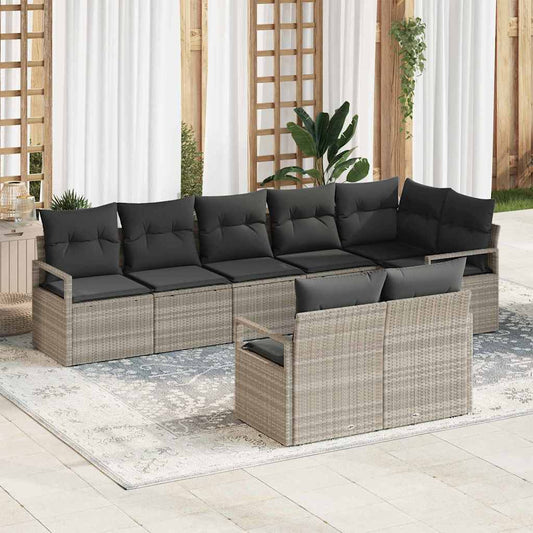 Garten-Sofa-Set mit Kissen mit Speicher 8 pcs Hellgrau