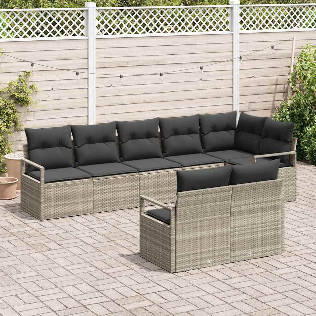 Garten-Sofa-Set mit Kissen mit Speicher 8 pcs Hellgrau