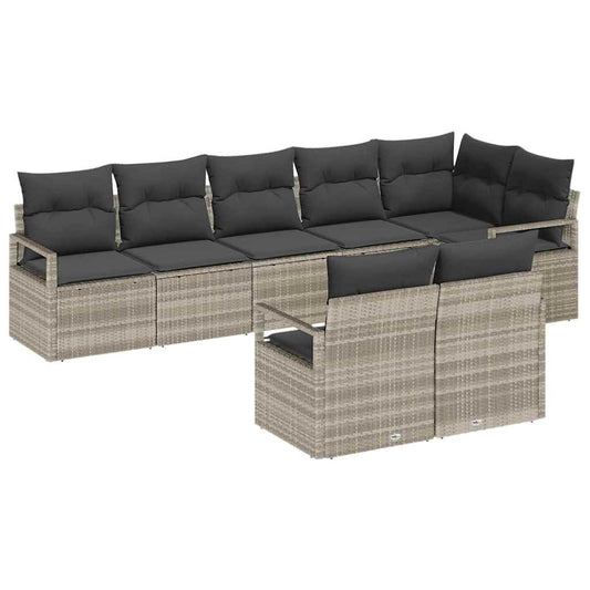 Garten-Sofa-Set mit Kissen mit Speicher 8 pcs Hellgrau
