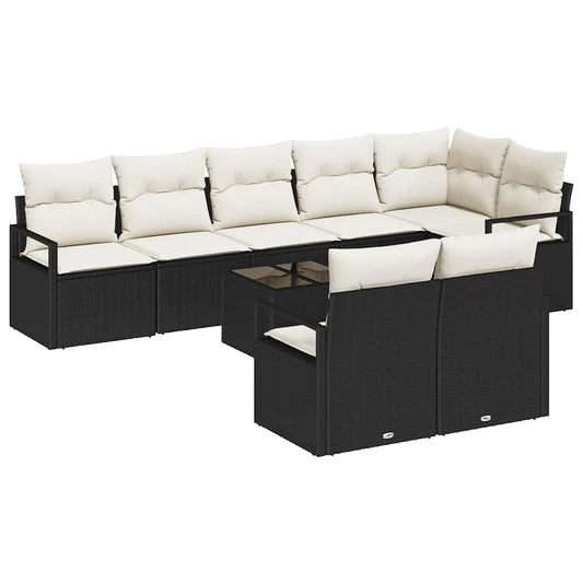 Garten-Sofa-Set mit Kissen mit Speicher 9 pcs Braun, Creme