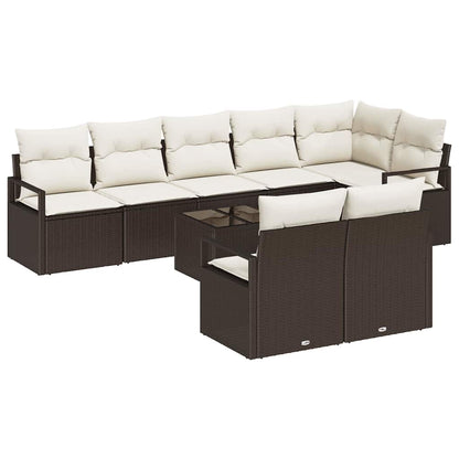 Garten-Sofa-Set mit Kissen mit Speicher 9 pcs Braun, Creme
