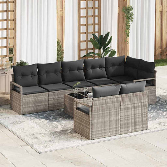 Garten-Sofa-Set mit Kissen mit Speicher 9 pcs Hellgrau