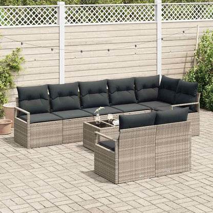 Garten-Sofa-Set mit Kissen mit Speicher 9 pcs Hellgrau