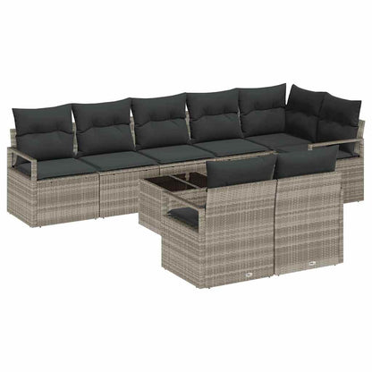 Garten-Sofa-Set mit Kissen mit Speicher 9 pcs Hellgrau