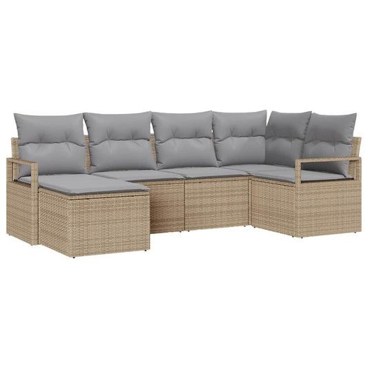 Garten-Sofa-Set mit Kissen mit Speicher 6 pcs Beige, Hellgrau