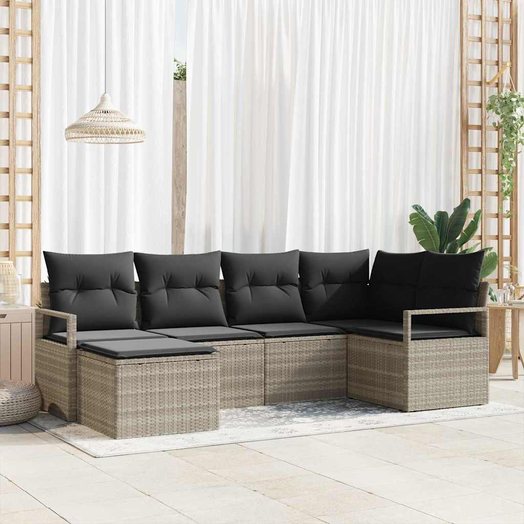 Garten-Sofa-Set mit Kissen mit Speicher 6 pcs Hellgrau
