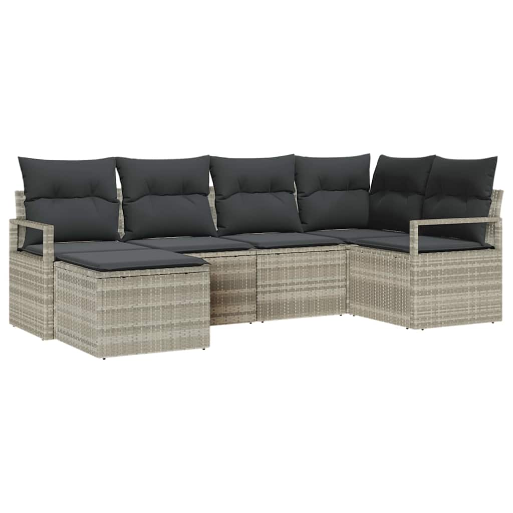 Garten-Sofa-Set mit Kissen mit Speicher 6 pcs Hellgrau