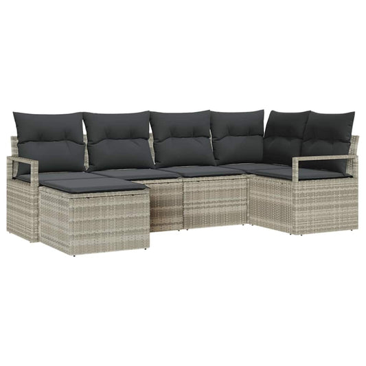 Garten-Sofa-Set mit Kissen mit Speicher 6 pcs Hellgrau