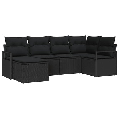 Garten-Sofa-Set mit Kissen mit Speicher 6 pcs Schwarz