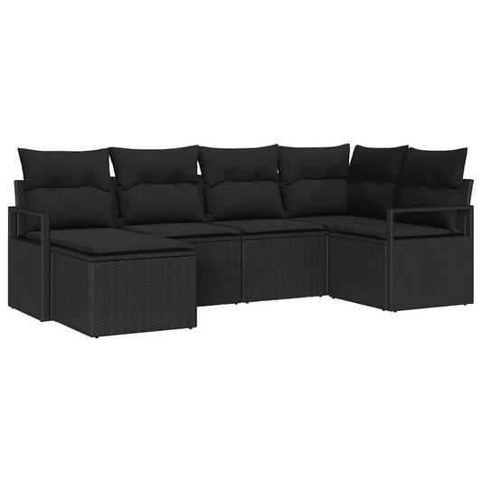 Garten-Sofa-Set mit Kissen mit Speicher 6 pcs Schwarz