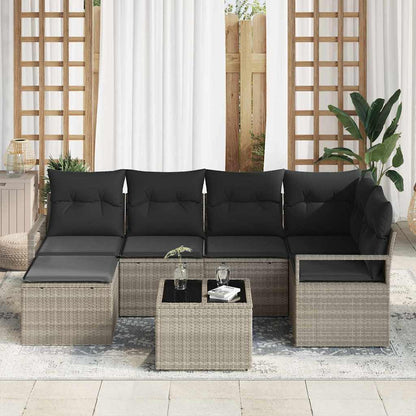 Garten-Sofa-Set mit Kissen mit Speicher 7 pcs Hellgrau