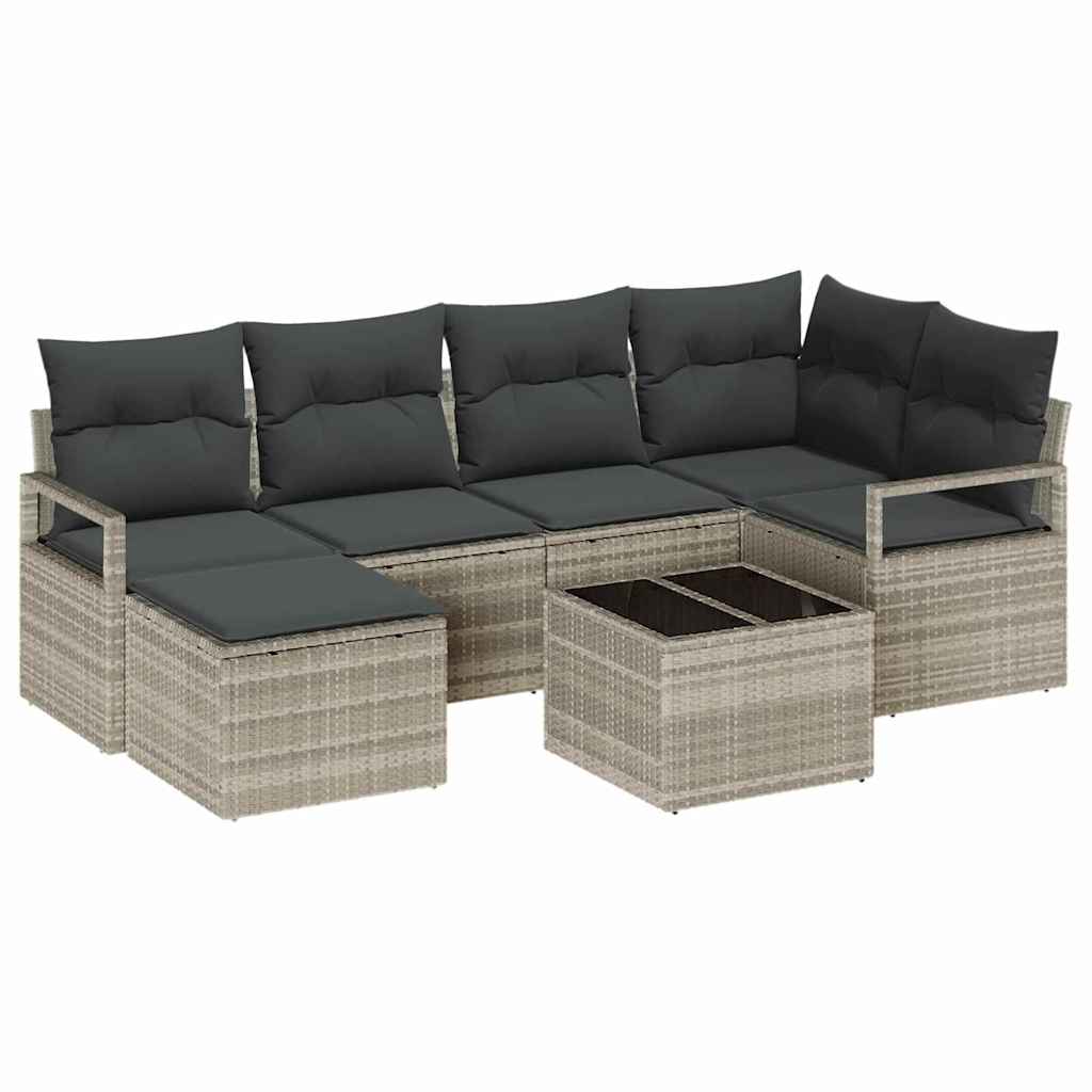 Garten-Sofa-Set mit Kissen mit Speicher 7 pcs Hellgrau