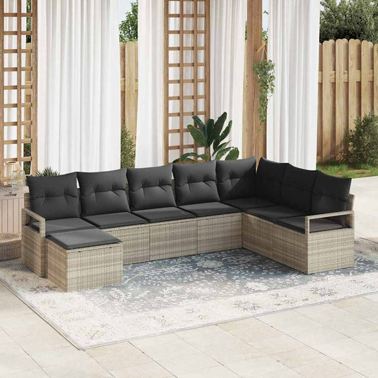 Garten-Sofa-Set mit Kissen mit Speicher 7 pcs Hellgrau