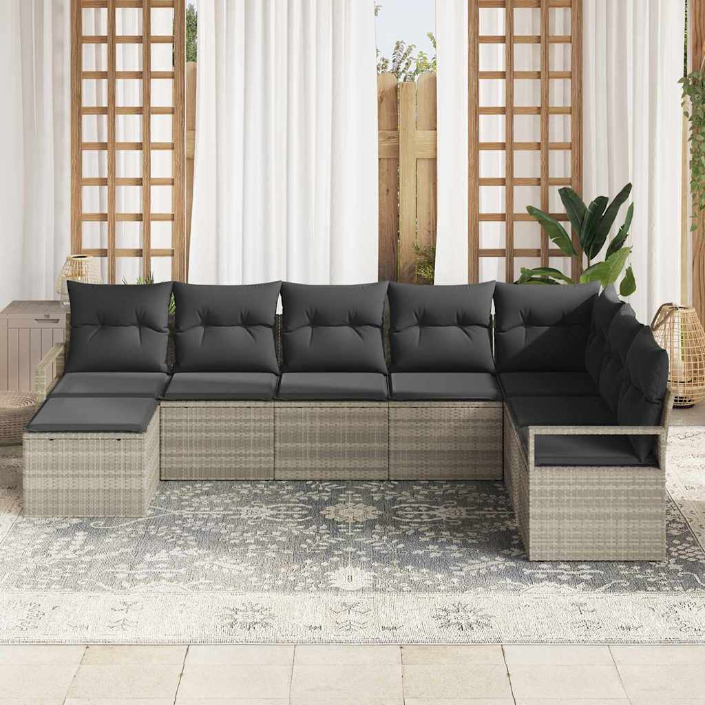 Garten-Sofa-Set mit Kissen mit Speicher 7 pcs Hellgrau