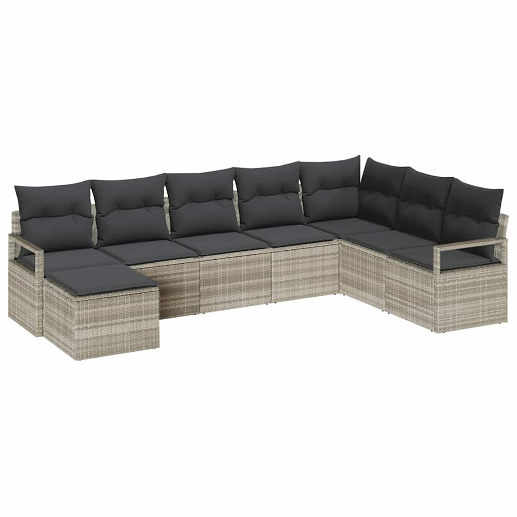 Garten-Sofa-Set mit Kissen mit Speicher 7 pcs Hellgrau