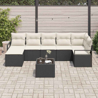 Garten-Sofa-Set mit Kissen mit Speicher 8 pcs Braun, Creme
