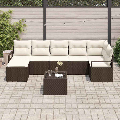 Garten-Sofa-Set mit Kissen mit Speicher 8 pcs Braun, Creme