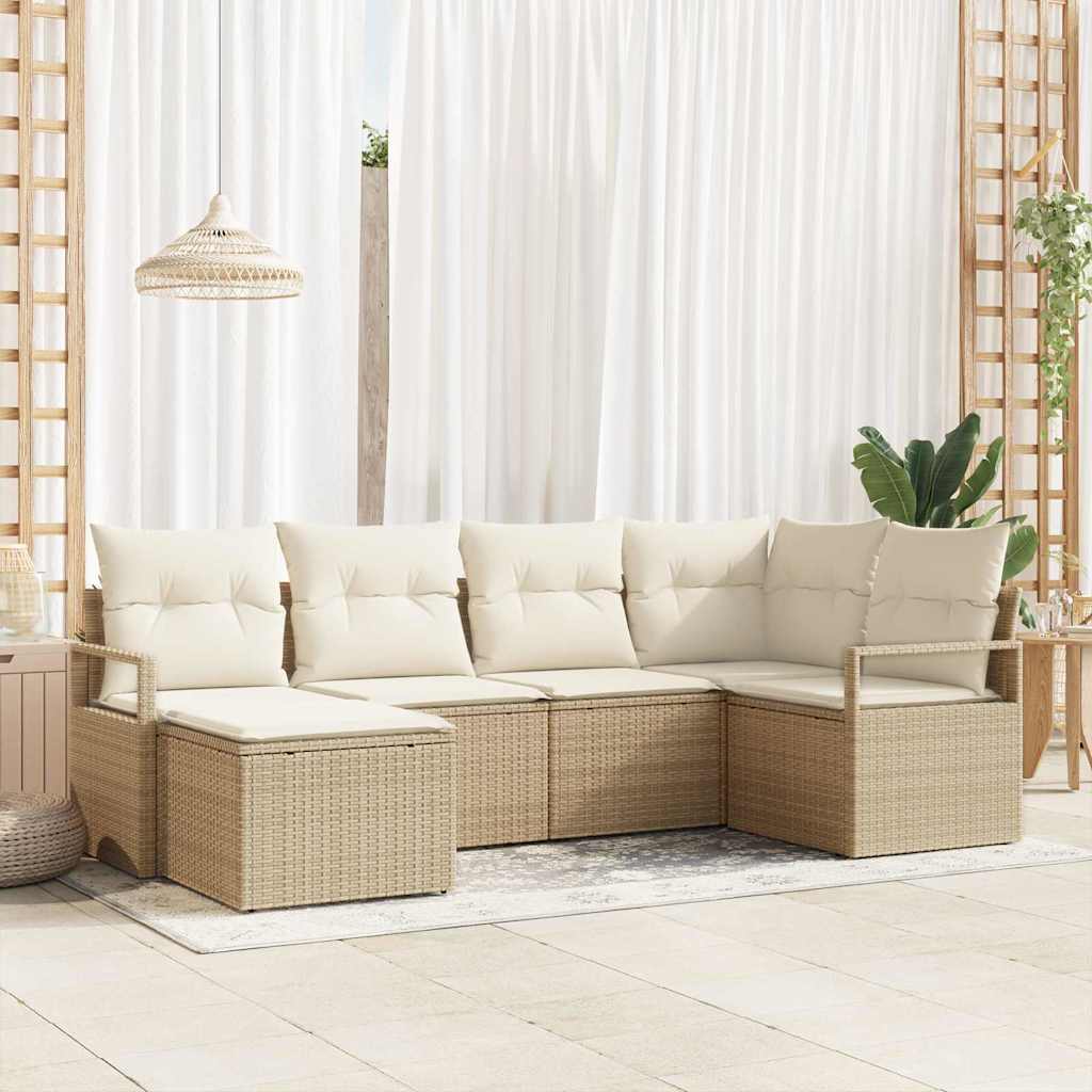 Garten-Sofa-Set mit Kissen mit Speicher 8 pcs Beige, Creme
