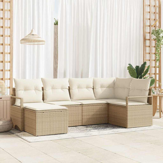 Garten-Sofa-Set mit Kissen mit Speicher 8 pcs Beige, Creme
