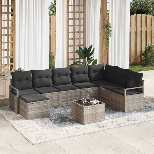 Garten-Sofa-Set mit Kissen mit Speicher 8 pcs Hellgrau